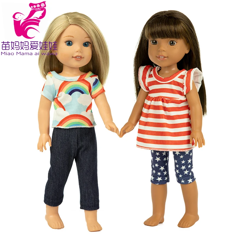 Рубашка Джинсы Брюки для 14 5 дюймов Wellie Wishers Кукла Одежда Camille Ashlyn Kendall Emerson 38 см 40