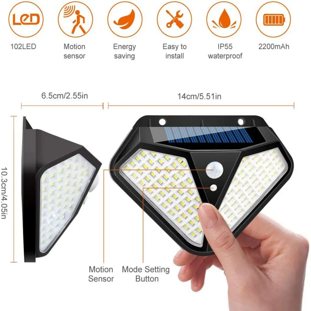 

Outdoor LED Solar Light Motion Sensor Waterproof Sunlight Garden Decoration Street Lights Waterproof Solar Powered Wall Lamp