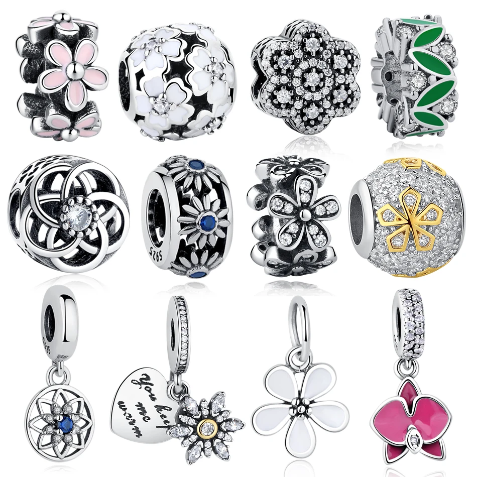 Аутентичные бусины из стерлингового серебра 925 Подвески поэтические Маргаритка