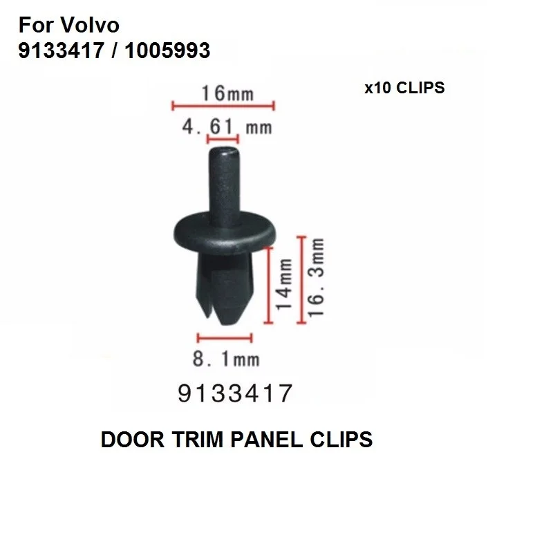 

For Volvo Multi Purpose Rivet Set of 15 Push Type Clip Retainer 16mm Head 14mm Stem 9133417 / 1005993