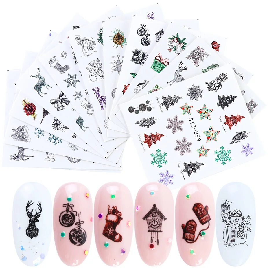 1 шт. Водные Наклейки для ногтей рождественские Новогодние украшения наклейки