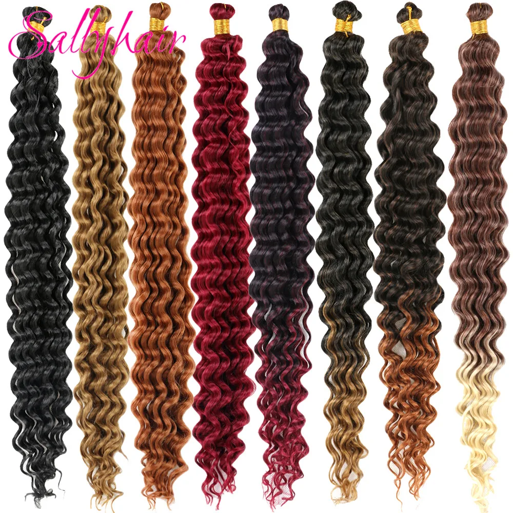 Фото Sallyhair, 20 дюймов, 100 грамм, длинные волнистые волосы, натуральные водные волнистые искусственные волосы, афро-вьющиеся волосы для наращивания ... №1