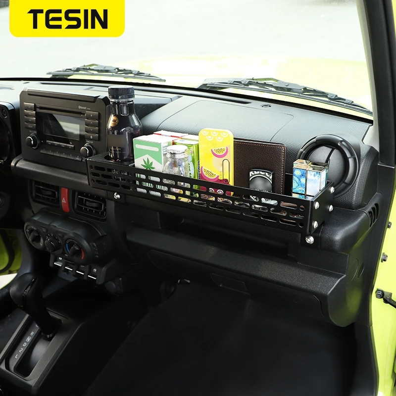 tesin aluminum alloy car co pilot handle storage box organizer with phone holder accessories fit for suzuki jimny 2019 2020 2021 free global shipping