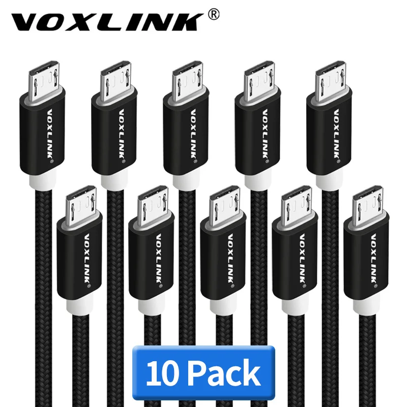 VOXLINK Micro USB упаковка из 10 шт. кабель USB 5V 2.4A зарядный кабель для передачи данных мобильный телефонный кабель для зарядки и передачи данных для samsung S8 9 Huaiwei Xiaomi mi8 Meizu LG
