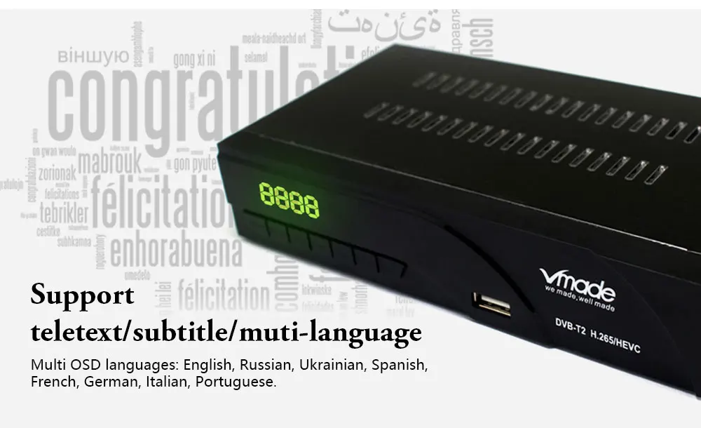 DVB-T2 приемник сигнала ТВ Full HD DVB-T цифровой эфирный приемник DVB T2 H.265/HEVC тюнер с поддержкой RJ45 Dolby AC3