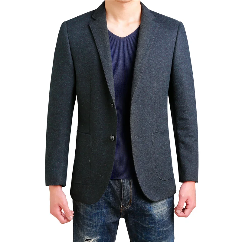 

men High quality blazers 2019 spring new solid EU style single breasted man suit jacket Dark green blue black gray S-4XL 1751