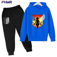 japan anime hoodie suit cotton kids hoodie pant 2 piece tokyo ghoul graphic children clothing set 4 14 years girl boy clothes
