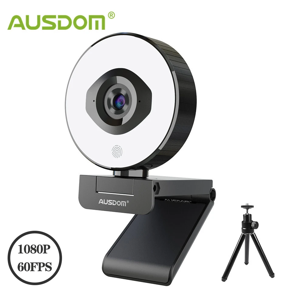 

AUSDOM AF660 FHD 1080P 60FPS Webcam Autofocus 75 Degree Stream Cam With Adjustable Right Light Free Tripod For Live Streaming