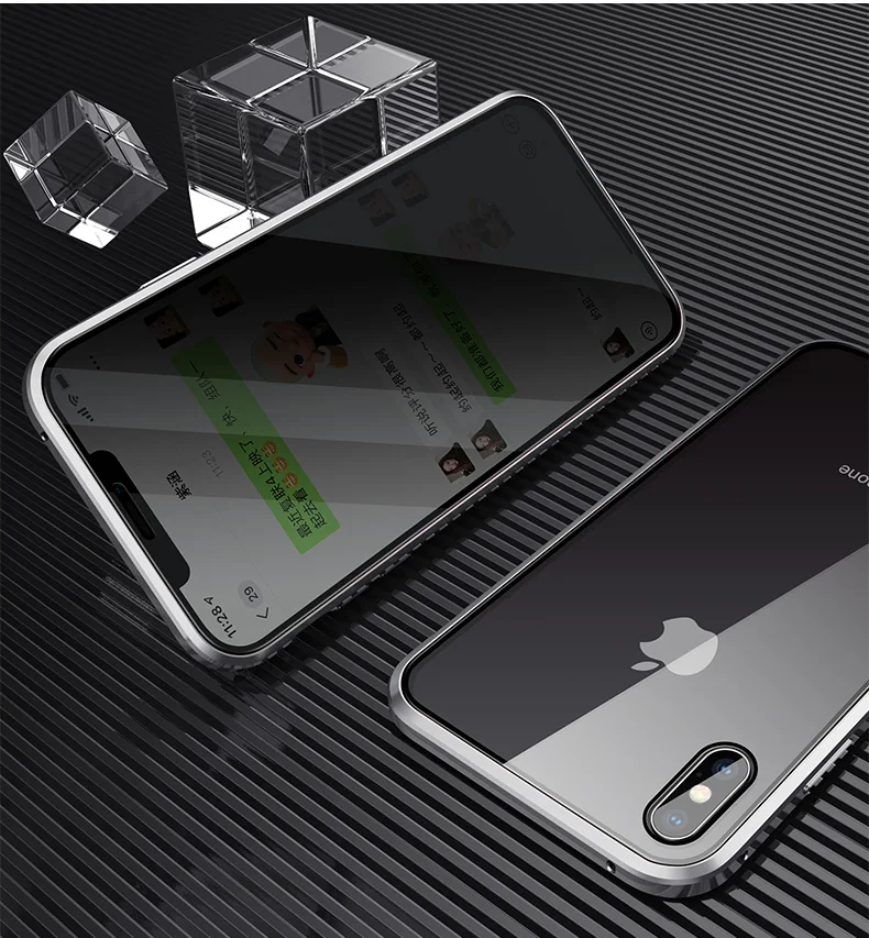 Антибликовый Магнитный чехол для iPhone 11 Pro XS MAX XR двухсторонняя, для стекла металлический бампер для iPhone 8 7 6 Plus