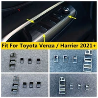 car door armrest window lift button panel cover trim black matte abs interior accessories for toyota venza harrier 2021 2022