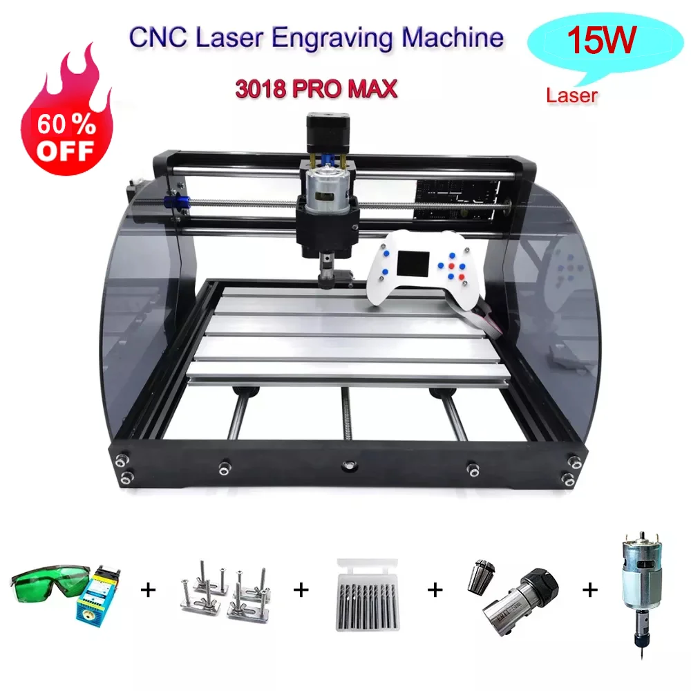 CNC 15W 3018 Max Laser Engraver 3 Axis Laser Cutting Machine 60% Low Price Promotion Hot Sale Laser Offline CNC Router Machine