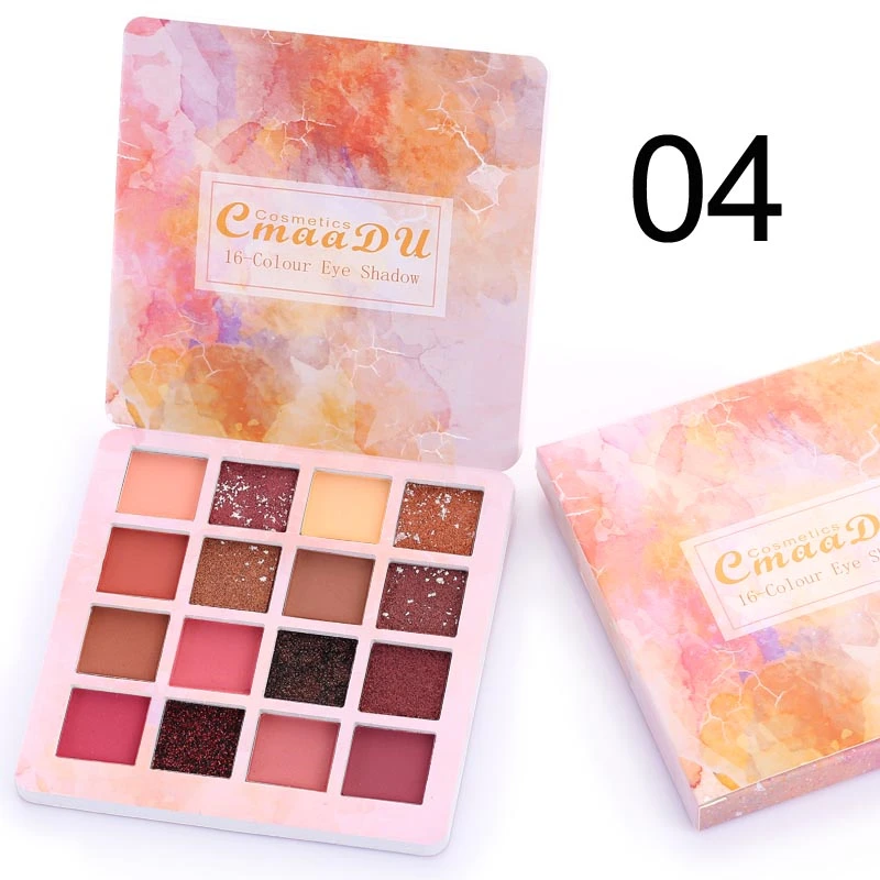 New 16 colors Eyeshadow Palette Eye Makeup Glitter Matte Shadow Long-lasting Make Up Cosmetic Waterproof Women |