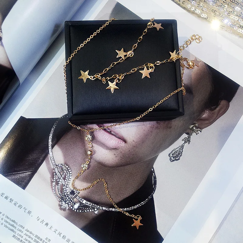 

2020 New Bohemia Vintage Crystal Geometric Star Necklace For Women Fashion Gold Color Chain Boho Heart Pendant Necklaces Jewelry