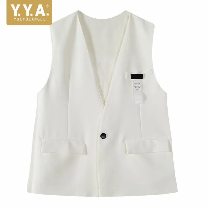 Жилетка Женская Офисная с V образным вырезом элегантный свободный пиджак без