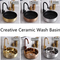 countertop basin ceramic gold wash basin small size round washbasin wash hand basins ceramic gold toilets portable sink