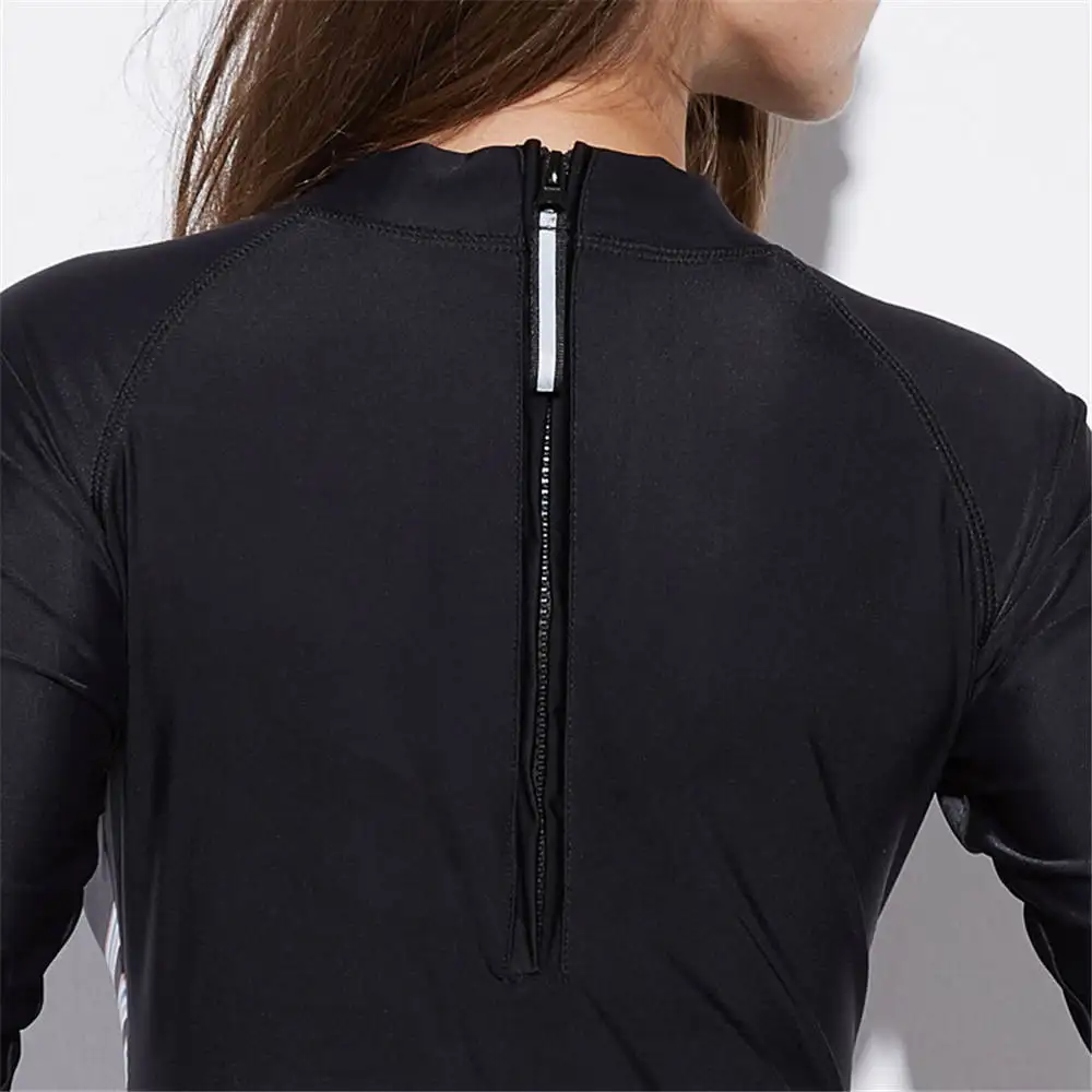 С Длинным Рукавом Рашгард для женщин Bohe печати купальники на молнии водолазный