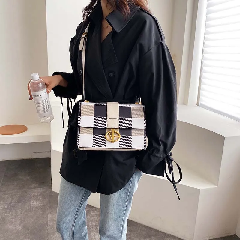 Полосатые сумки через плечо для женщин с металлическим замком сумка женские