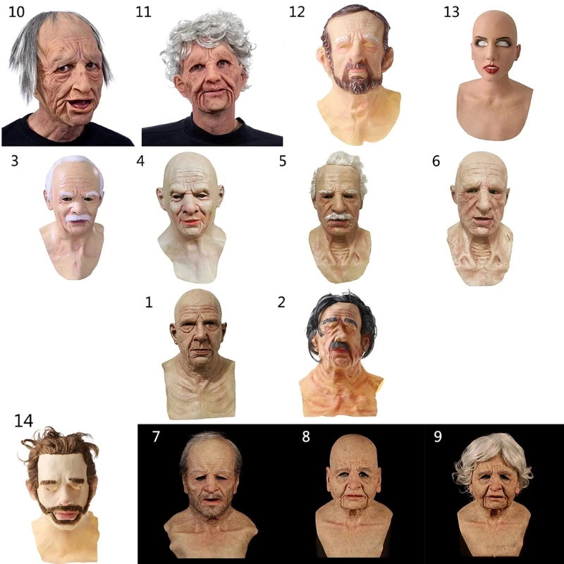 Реалистичная лысая маска для старика латексный шлем на все лицо маскарада