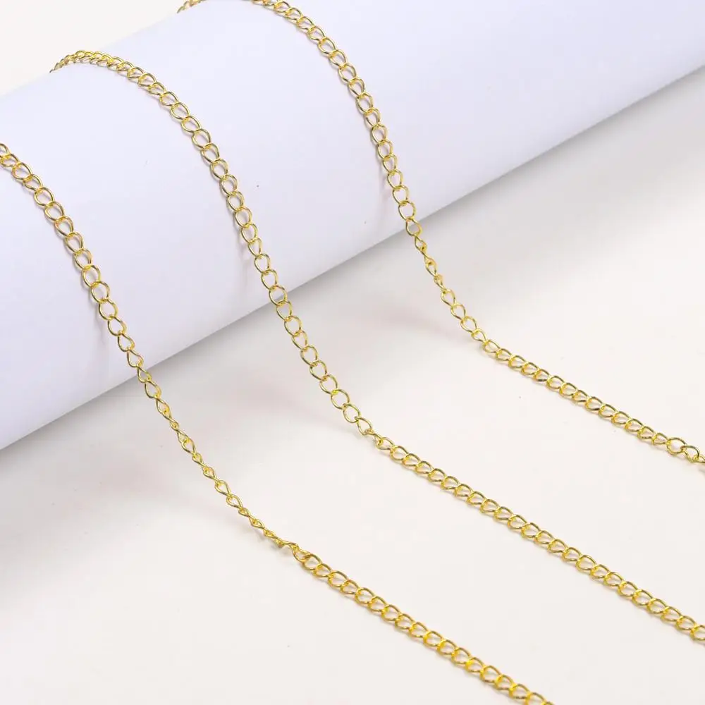 

2Meters/Lot Rainbow 1.5mm Oval Link Chains For Jewelry Making Supplies DIY Findings Necklace Bracelet Flat O Chains Accessories