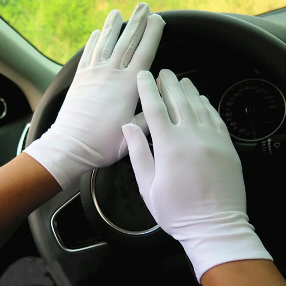 

1Pair Spring Summer Spandex Gloves Men Black White Etiquette Thin Stretch Gloves Dance Tight Jewelry Gloves Hands Protector