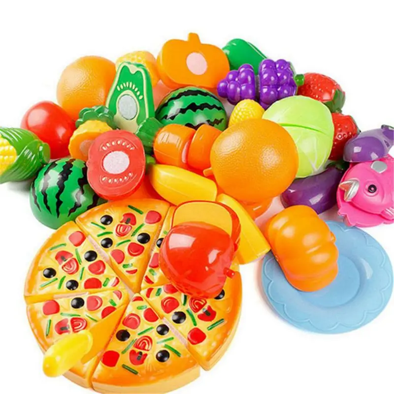 24PCS Children Play House Toy Cut Fruit Plastic Vegetables Pizza Kitchen Baby Kids Toys Educational | Игрушки и хобби