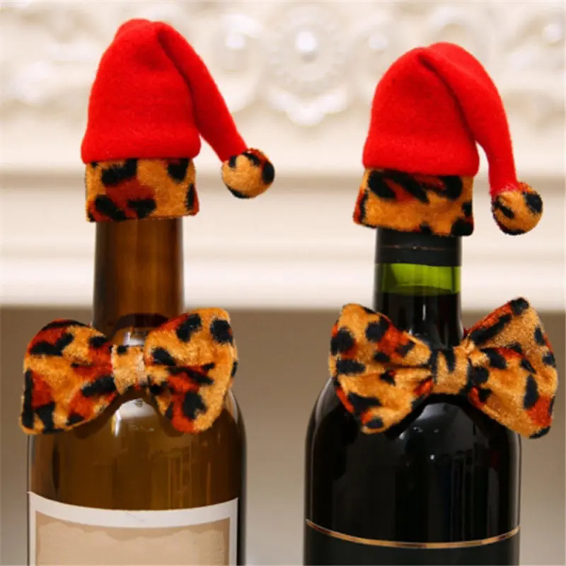 Рождественская винная шляпа шарф галстук с леопардовым принтом крышка для