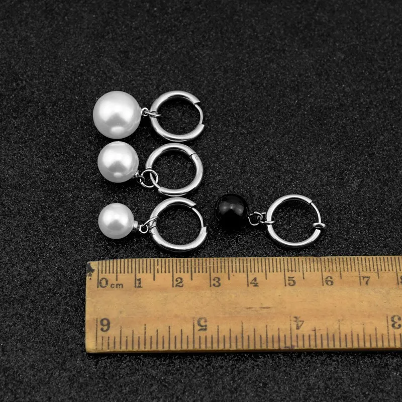 Серьги-гвоздики из нержавеющей стали с жемчугом для мужчин и женщин модные