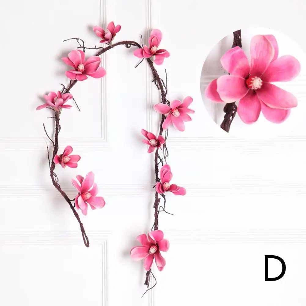 

185cm Artificial Magnolia Silk Fake Flower High Quality Decoration Branches Orchid Tree Rattan Flower Wedding Flowers Wall J6H2
