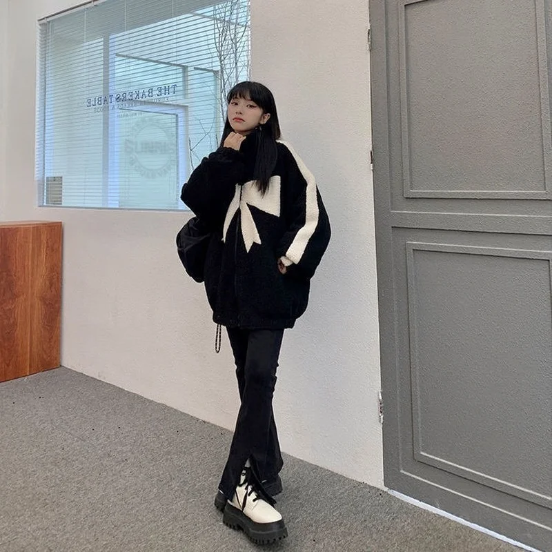 Loose Bowknot Polar Fleece Imitation Lamb Fur Fashionable New Winter Coat Faux Fur Coat  Puffer Jacket  Winter Coat Women