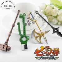 hot anime the seven deadly sins weapon keychains nanatsu no taizai axe bottle opener key chain escanor pendant for men gift