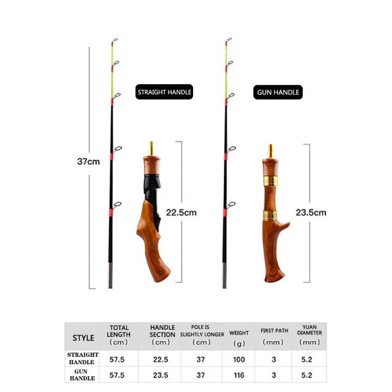 

Short Section Ice Fishing Rod 2 Sections Shrimp Rod Winter Fishing Rod 62cm Imitation Wooden Handle Children Fishing Rod