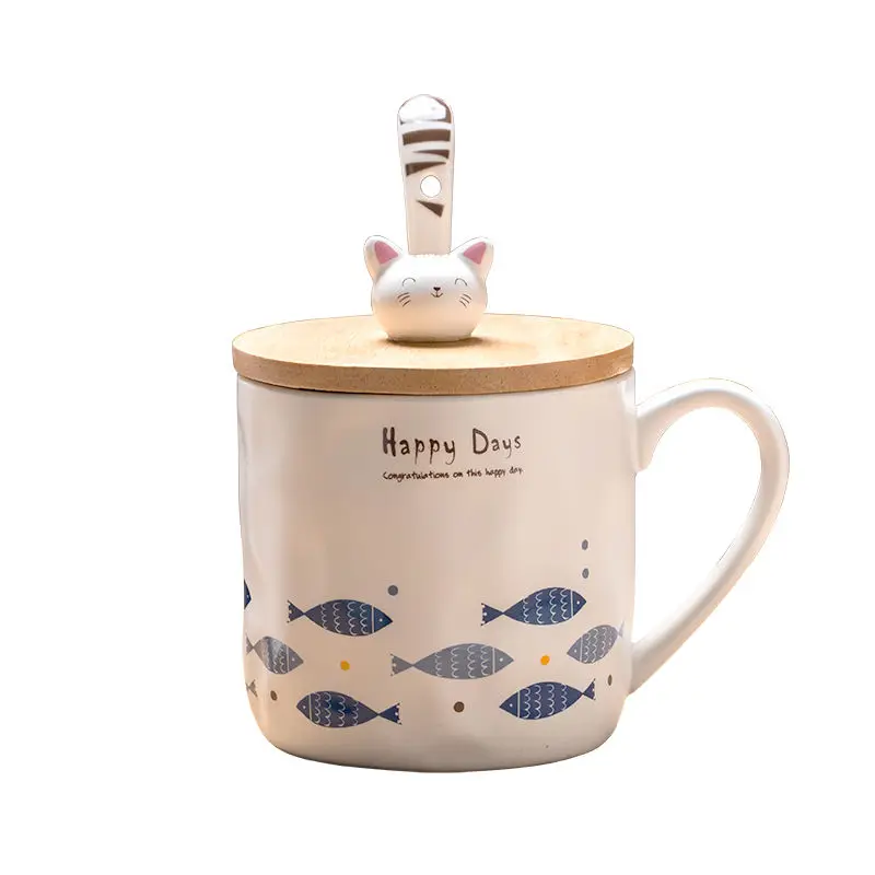 Кружки керамическая чашка креативная кошка единорог кружка с ложкой крышкой для