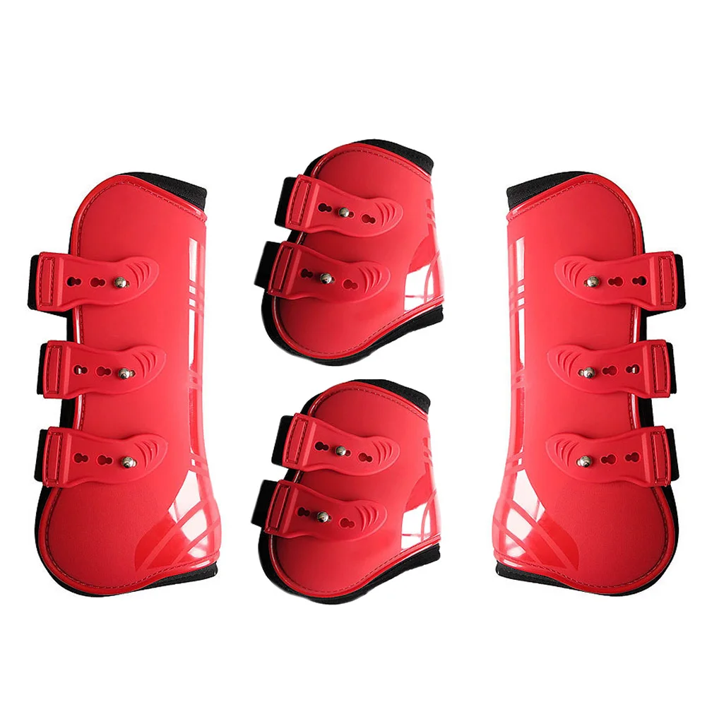 

Adjustable Riding Outdoor PU Leather Protection Wrap Durable Brace Equestrian Front Hind Horse Leg Boots Training Guard Farm