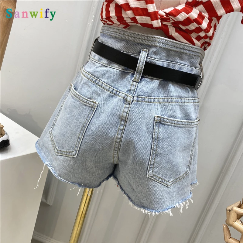 

Free 2020 Summer New High Waist Loose Fur-trimmed Wide Leg Shorts Women Pants Female Casual Shorts