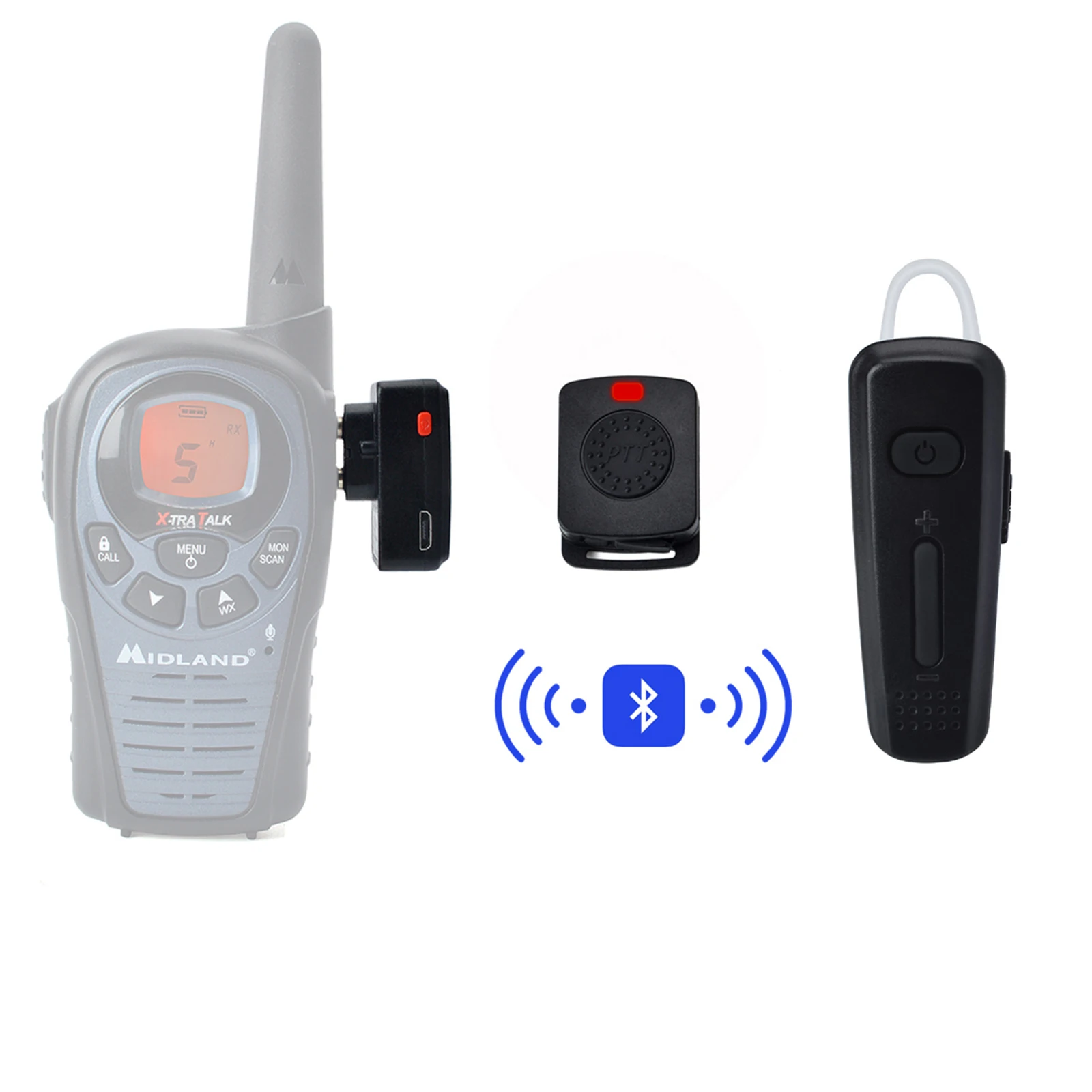 HYS Wireless Bluetooth Headset Earpiece for  Walkie Talkie Icom V8 V80 V80E V82 V85  Midland GXT1000VP4 LXT600VP3 GXT1050VP4