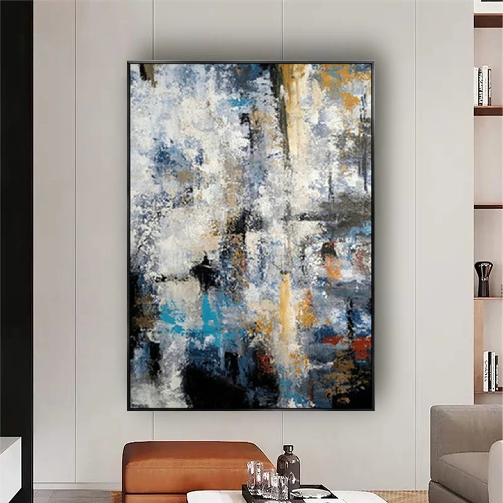 100% ручная картина маслом гипсофила креативные картины на холсте синяя краска