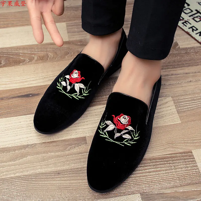 Мужские мокасины ручной работы Изысканные красивые туфли с вышивкой в