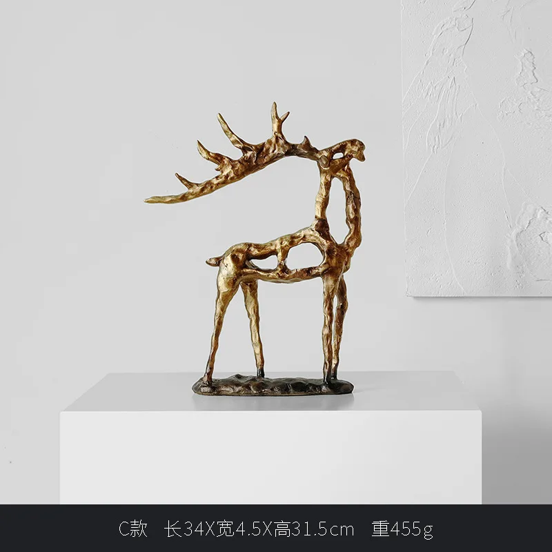 

Gold Plated horse and deer ornaments living room office decorations for home birthday present