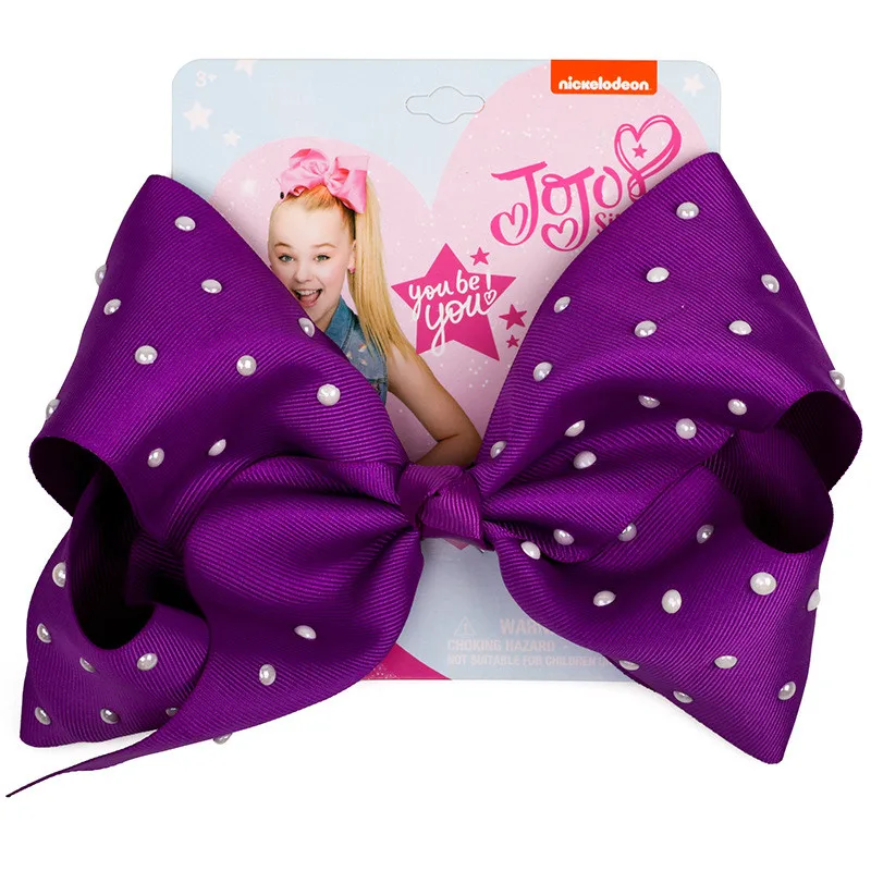 8 &quotJojo Siwa бант модная жемчужная заколка для волос большая Лента Узел ручной