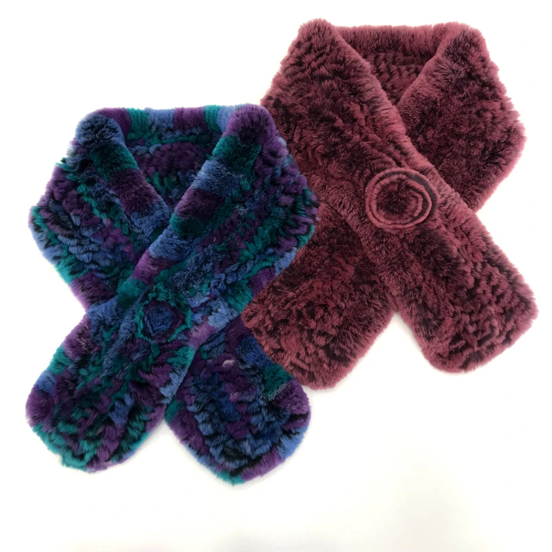 С воротником из натурального меха шарф кроличьего с утепленный вязаный зимний