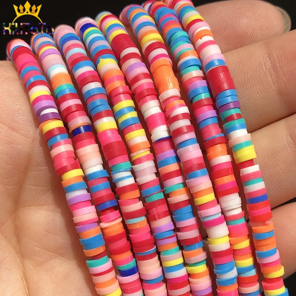 Разноцветные плоские круглые бусины из полимерной глины чип-диск свободные