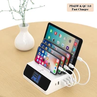 pd 45w qc 3 0 quick charge smart charger 6 multi port fast charging hub with phone stand holder for xiaomi iphone 8 7 x adapter