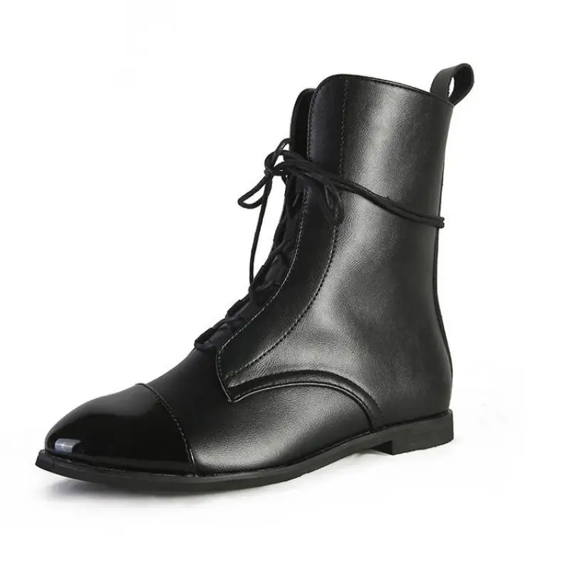 Harga Sepatu Ujung Lancip Ukuran Besar 43 Sepatu Bot Pergelangan Kaki Datar Wanita Sepatu Martin Warna Solid Wanita Pop Bagus Musim Gugur Untuk Sepatu Kasual Wanita