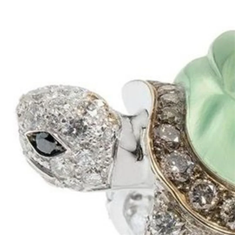 

Popular Fashion Simple Creative Tortoise Green Zircon Ring Female Anniversary Party Party Jewelry Jewelry Wholesale