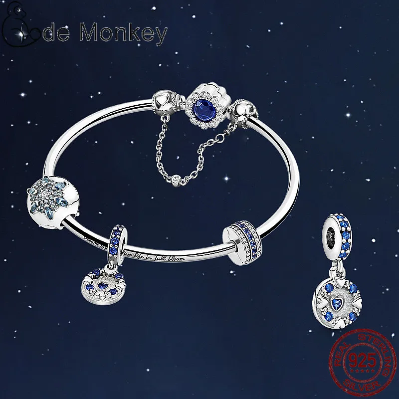 

Qikaola Clearance Blue Heart Charms Pendant Fit 0riginal Bracelet & Bangle Gennuie 925 Sterling Silver DIY Jewelry CMS1537b