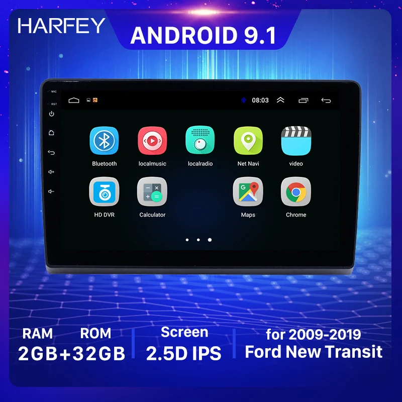 Harfey 10 1 дюймовый автомобильный GPS-радиоприемник для Ford New Transit 2009 2010 2011-2019 Android 9