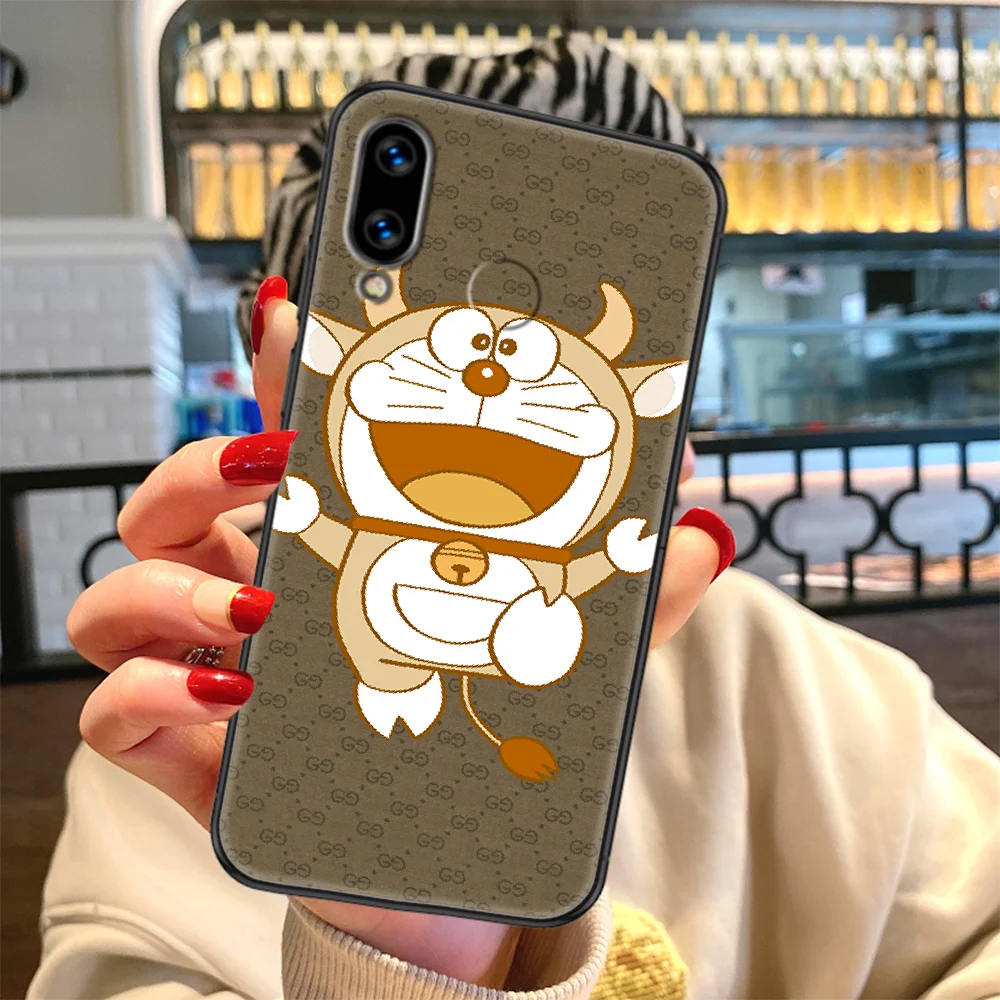 

Doraemon Cute Cartoon Luxury Phone case For Huawei Honor 6 7 8 9 10 10i 20 A C X Lite Pro Play black pretty shell 3D Etui soft