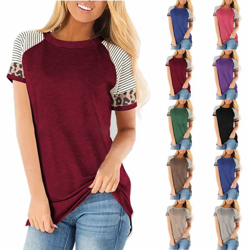 Женские футболки с вышивкой полосатые топы рисунком Leoard новинка 2020 модные