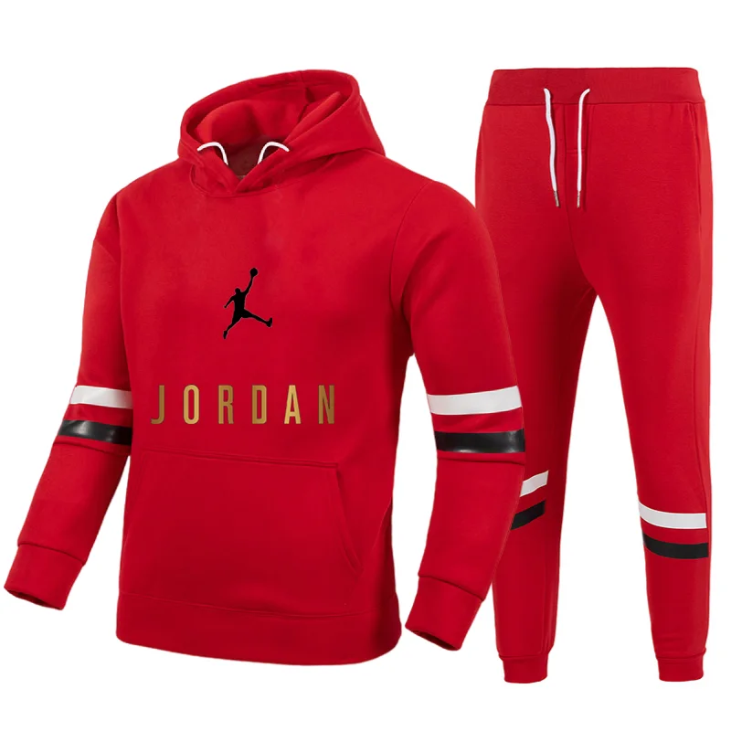 

2021 Men Hoodies And Pants Two Pieces Sports Set Casual Sportswear Tracksuit Running Clothing Men's Pullover Suit Plus Size