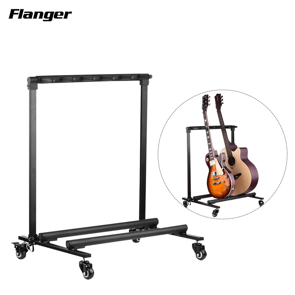 

Универсальная стойка для дисплея Flanger, съемная портативная многофункциональная подставка для гитары, 5 держателей с колесами и нескользяще...